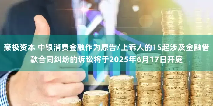 豪极资本 中银消费金融作为原告/上诉人的15起涉及金融借款合同纠纷的诉讼将于2025年6月17日开庭
